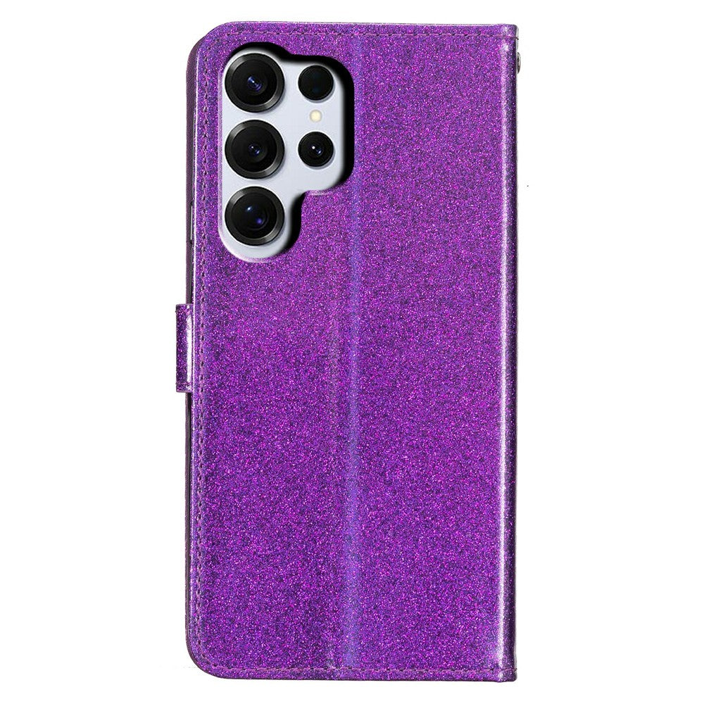 For-Samsung-Galaxy-S26-Ultra-Wallet-Case-Glitter-Anti-Scratch-Leather-Stand-Phone-Cover-with-Strap-Purple