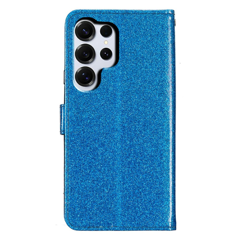 For-Samsung-Galaxy-S26-Ultra-Wallet-Case-Glitter-Anti-Scratch-Leather-Stand-Phone-Cover-with-Strap-Blue