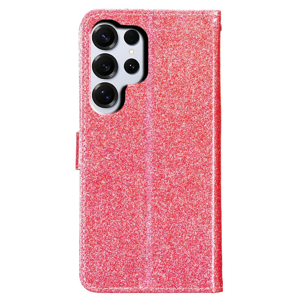 For-Samsung-Galaxy-S26-Ultra-Wallet-Case-Glitter-Anti-Scratch-Leather-Stand-Phone-Cover-with-Strap-Pink