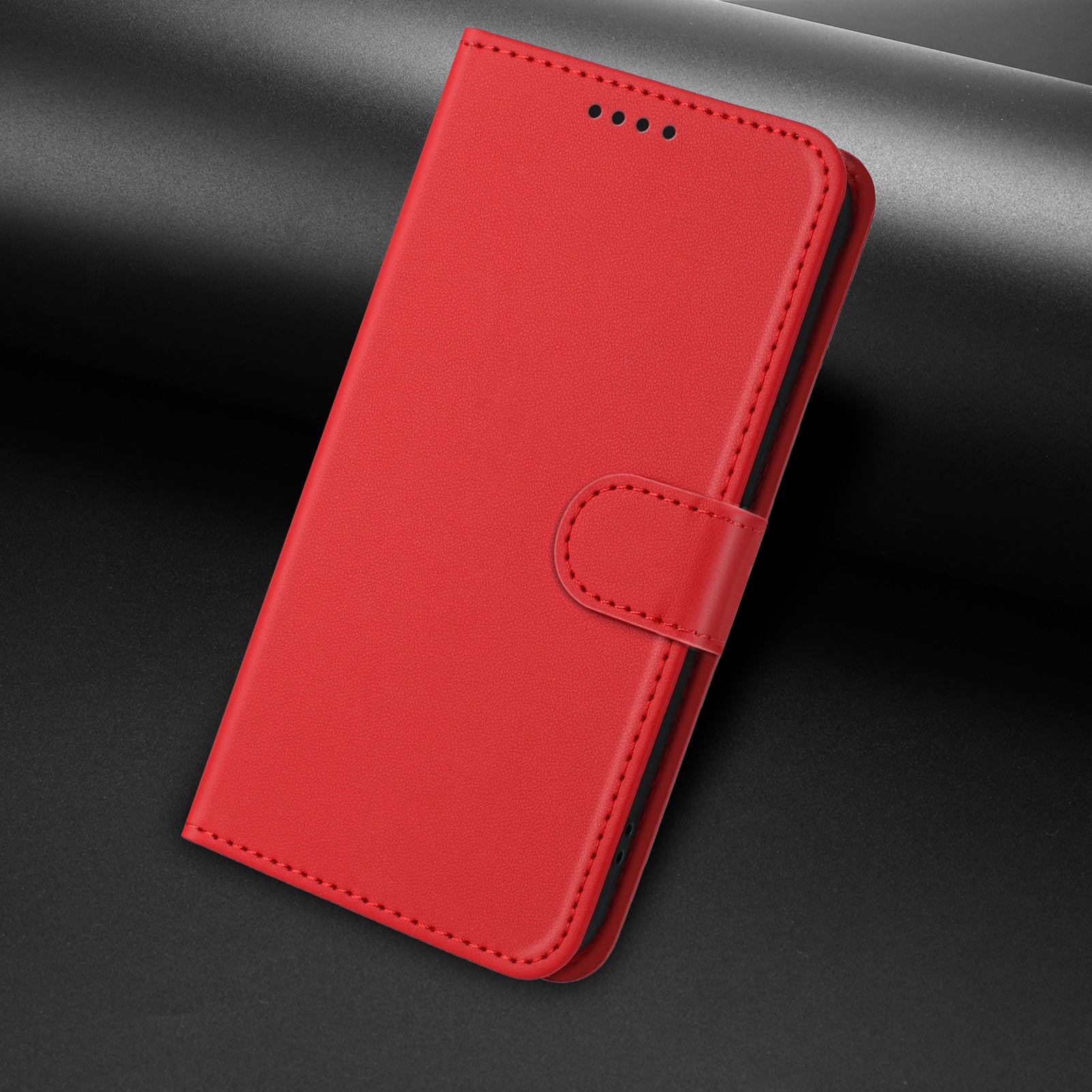 For Xiaomi 17 Pro Max Leather Case Wallet Stand Solid Color Anti Drop Phone Cover - Red
