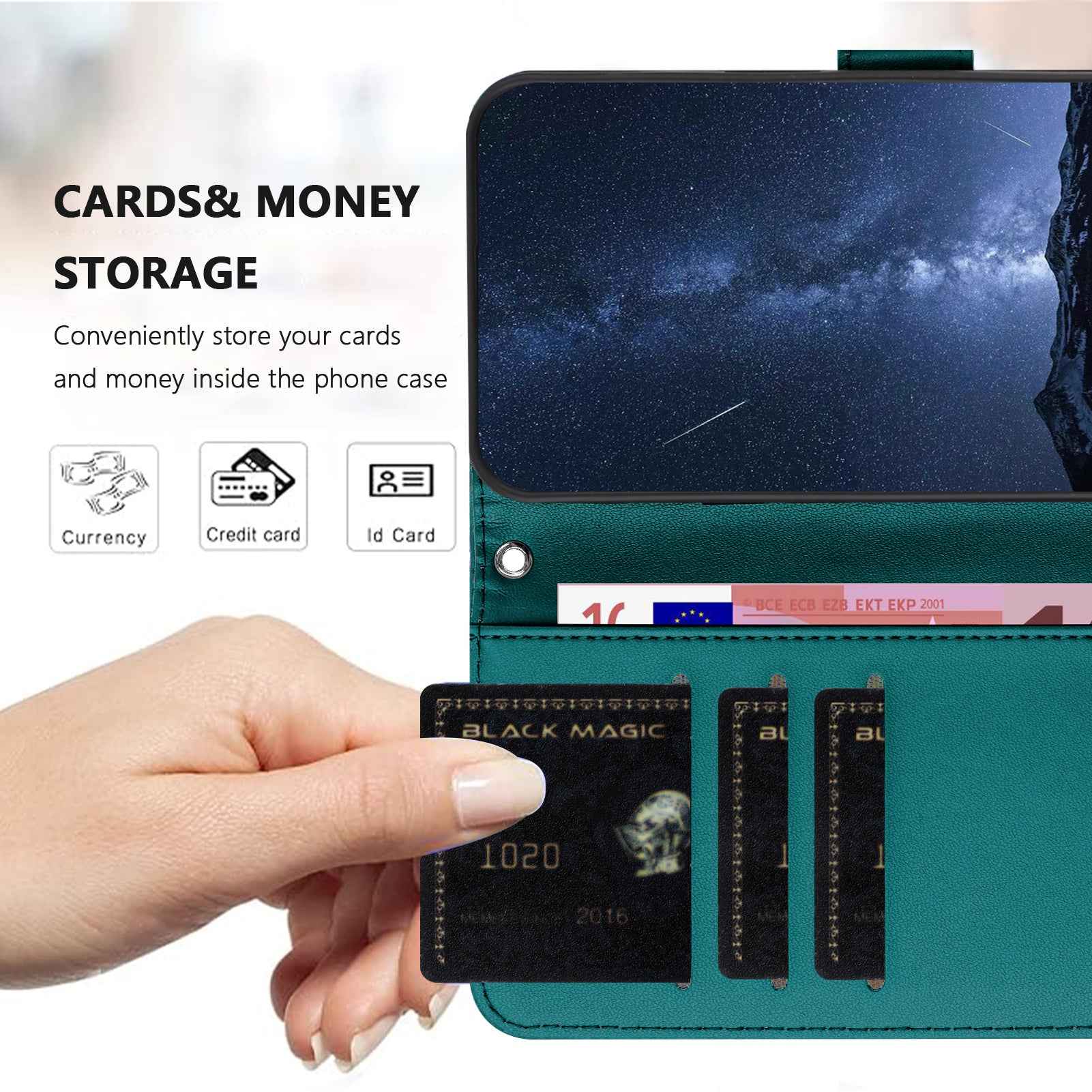 For Xiaomi 17 Pro Leather Case Wallet Stand Solid Color Anti Drop Phone Cover - Green
