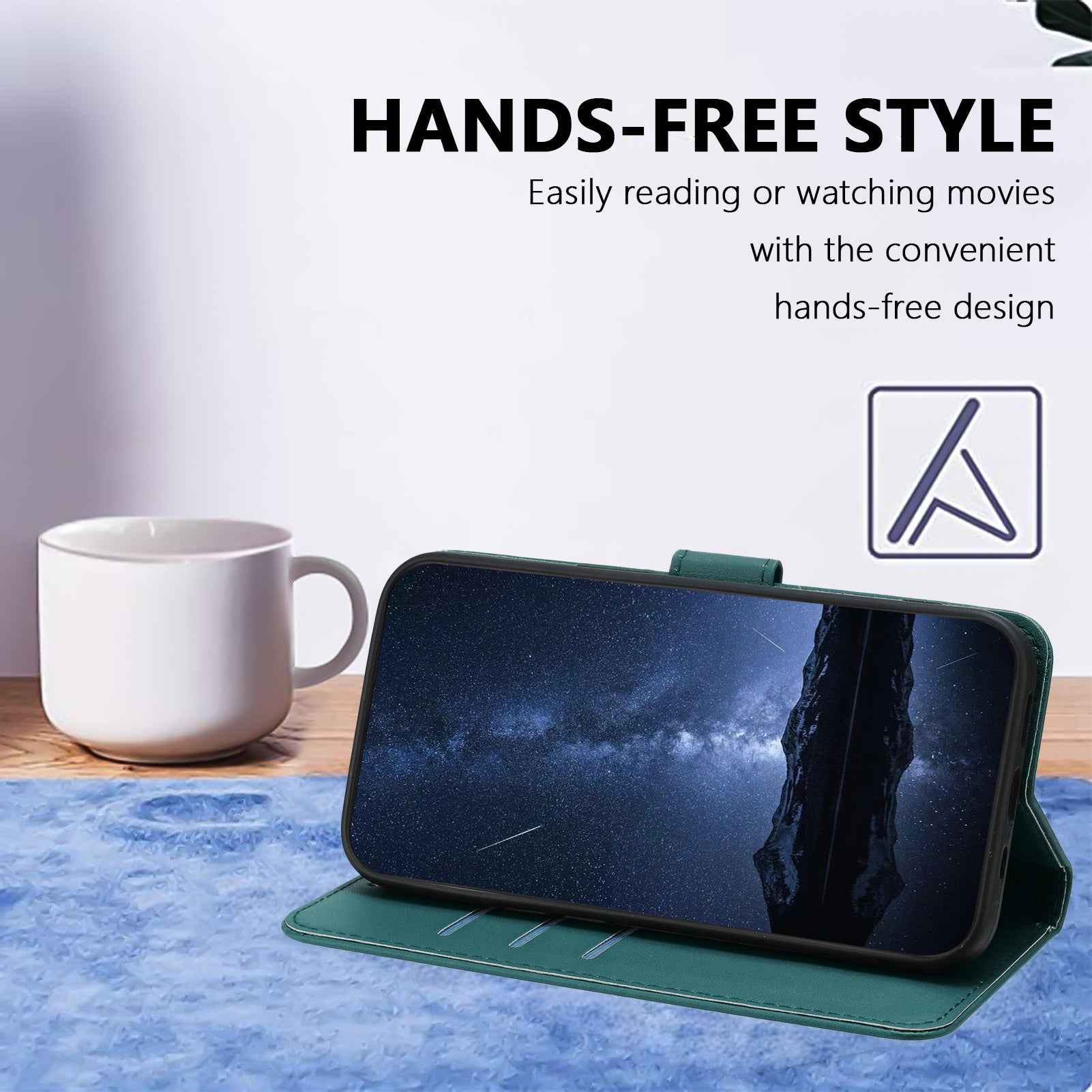 For Xiaomi 17 Pro Leather Case Wallet Stand Solid Color Anti Drop Phone Cover - Green
