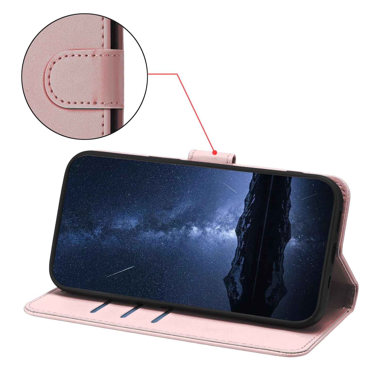 For Xiaomi 17 Pro Leather Case Wallet Stand Solid Color Anti Drop Phone Cover - Rose Gold