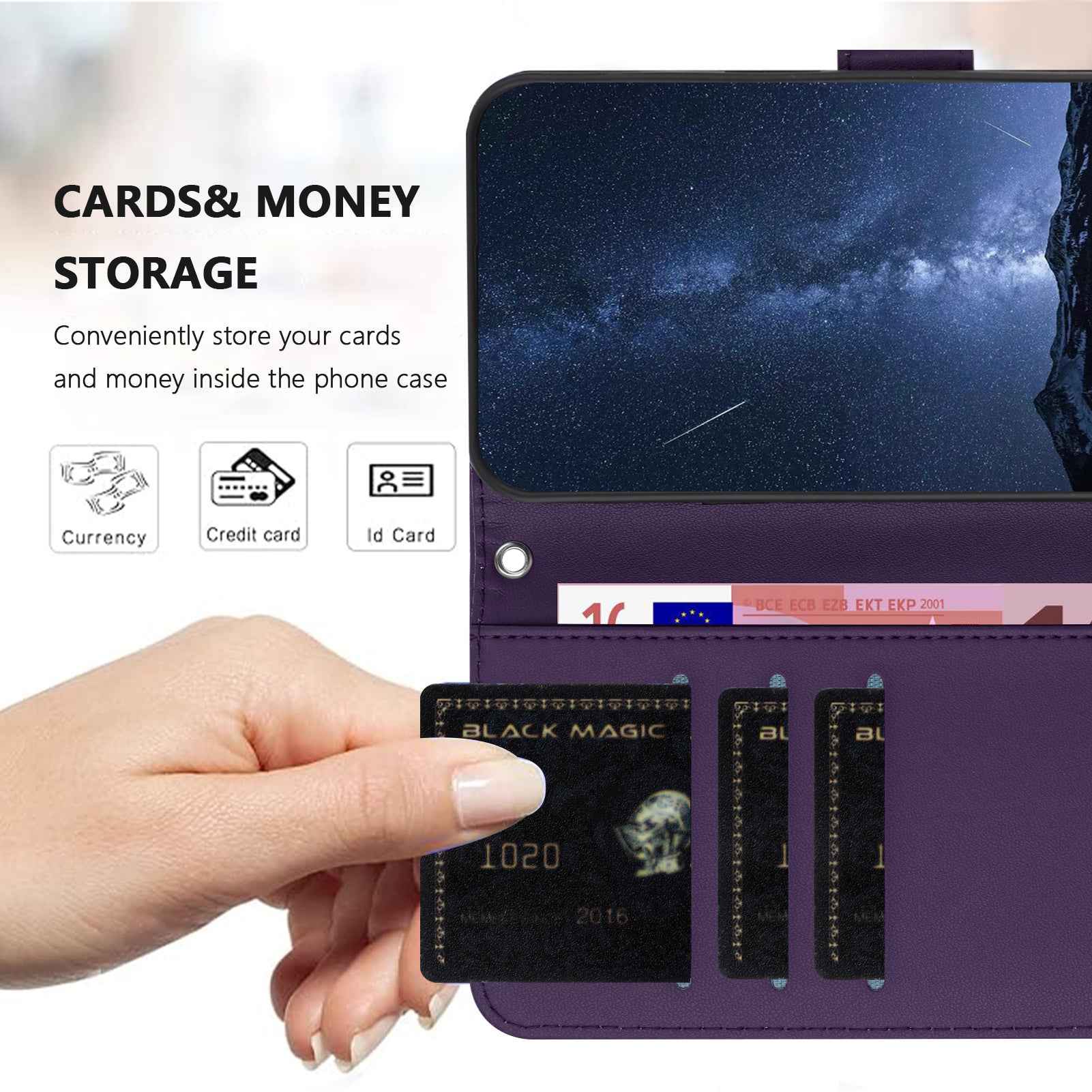 For Xiaomi 17 Pro Leather Case Wallet Stand Solid Color Anti Drop Phone Cover - Purple