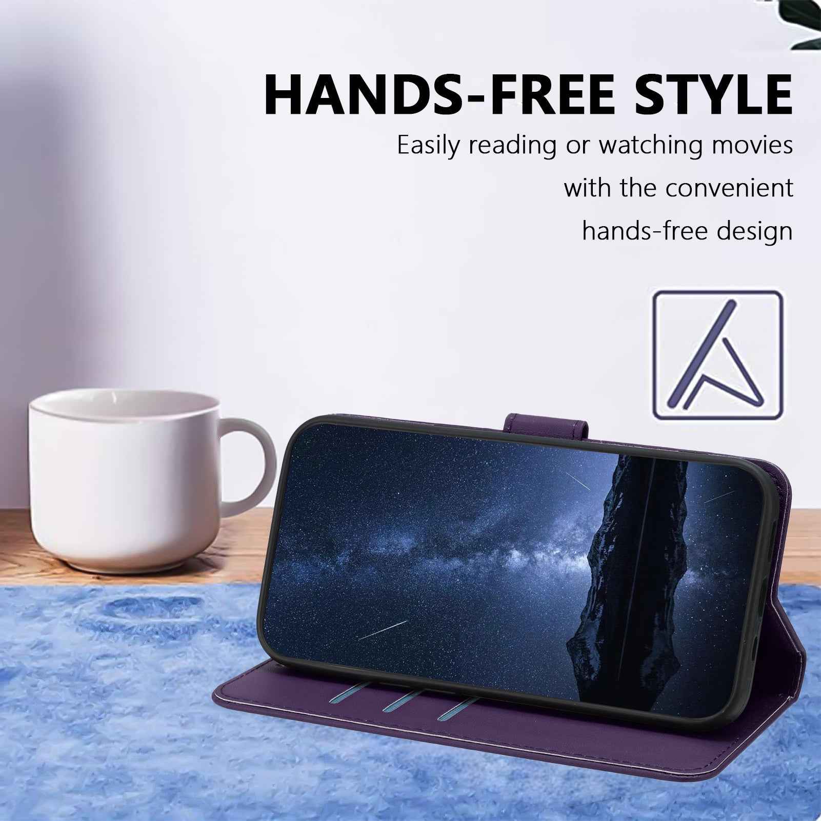 For Xiaomi 17 Pro Leather Case Wallet Stand Solid Color Anti Drop Phone Cover - Purple
