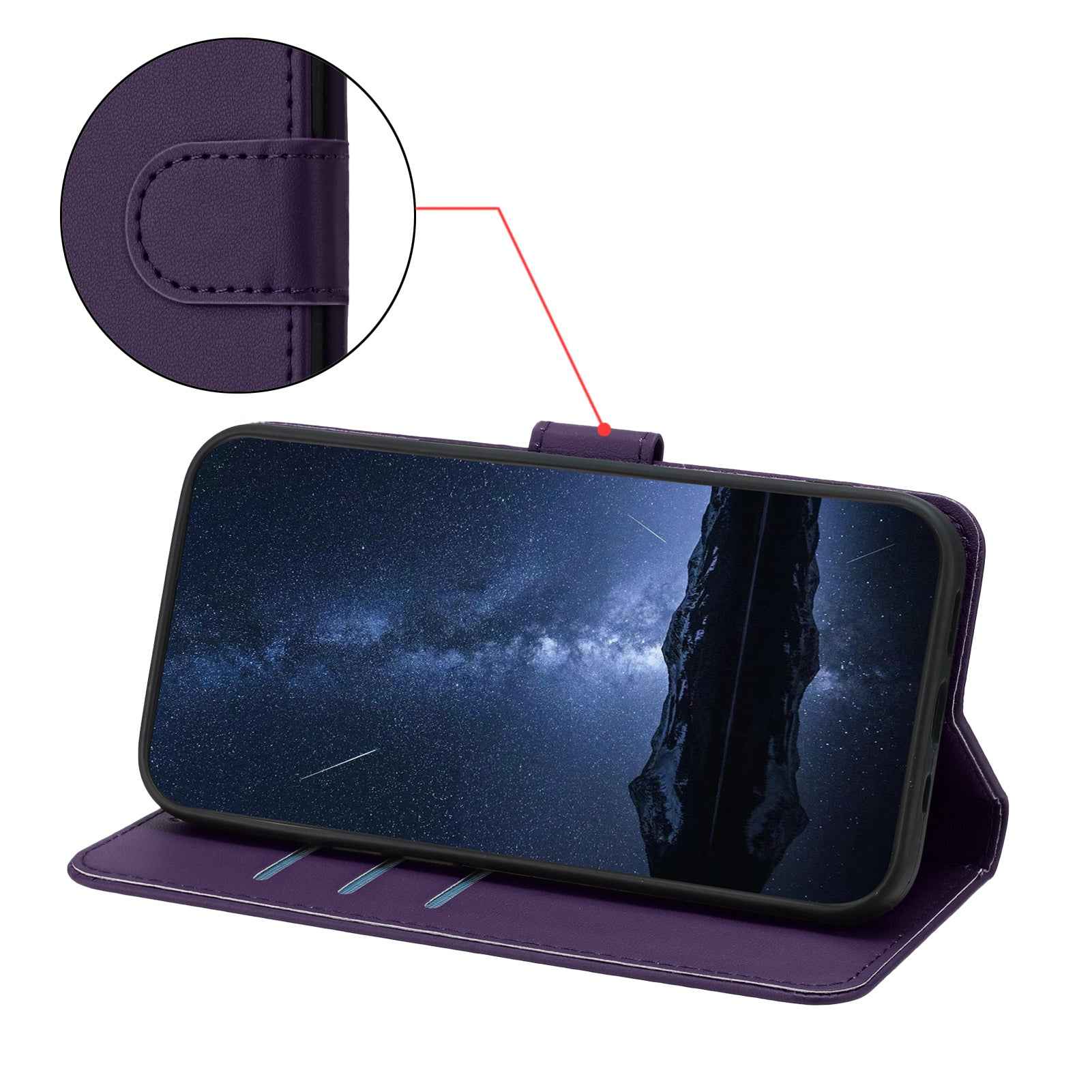 For Xiaomi 17 Pro Leather Case Wallet Stand Solid Color Anti Drop Phone Cover - Purple