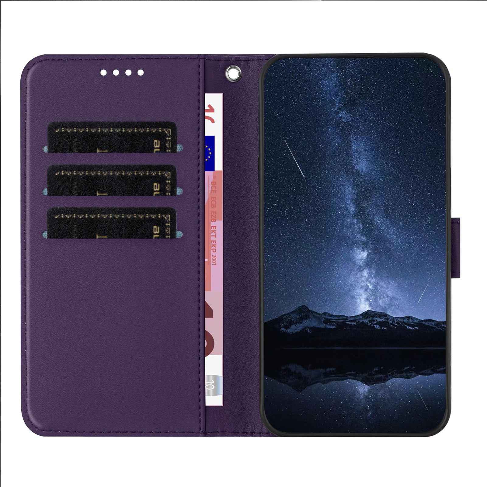 For Xiaomi 17 Pro Leather Case Wallet Stand Solid Color Anti Drop Phone Cover - Purple