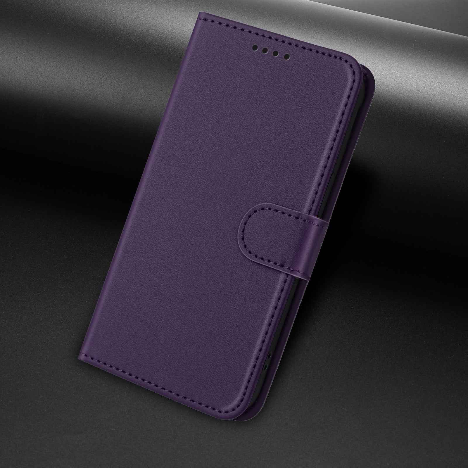 For Xiaomi 17 Pro Leather Case Wallet Stand Solid Color Anti Drop Phone Cover - Purple