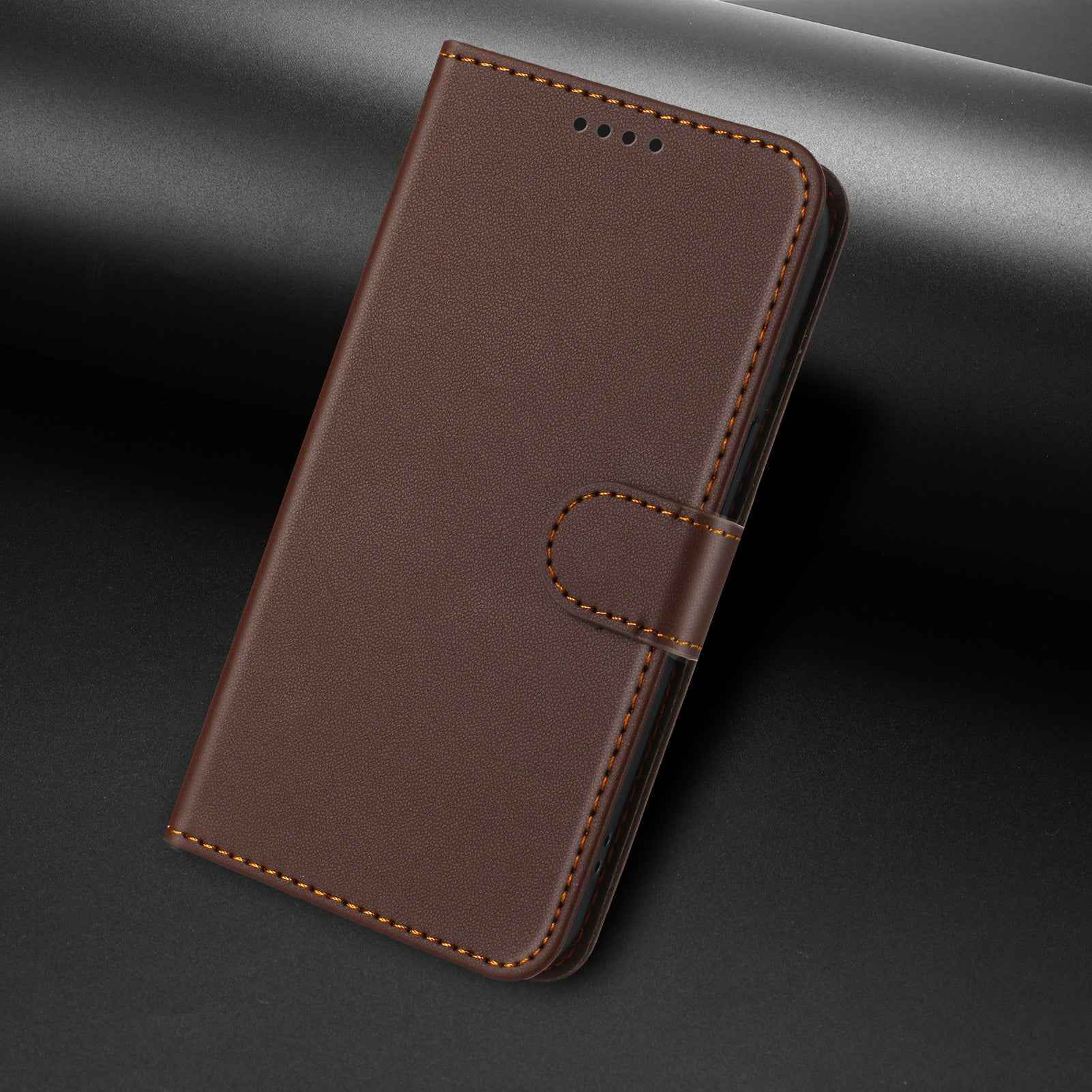 For Xiaomi 17 Pro Leather Case Wallet Stand Solid Color Anti Drop Phone Cover - Brown