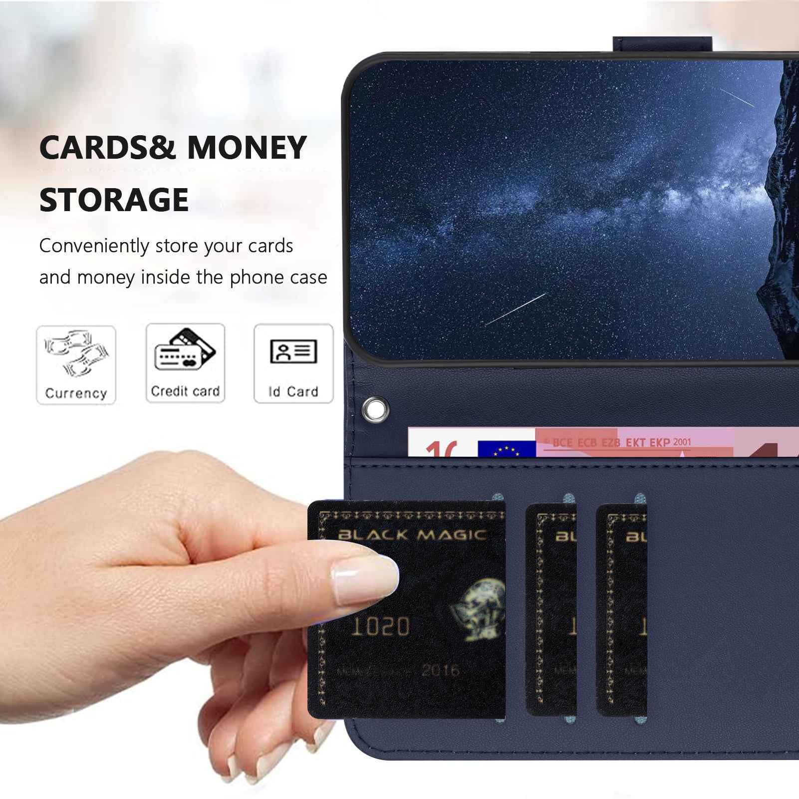 For Xiaomi 17 Pro Leather Case Wallet Stand Solid Color Anti Drop Phone Cover - Blue