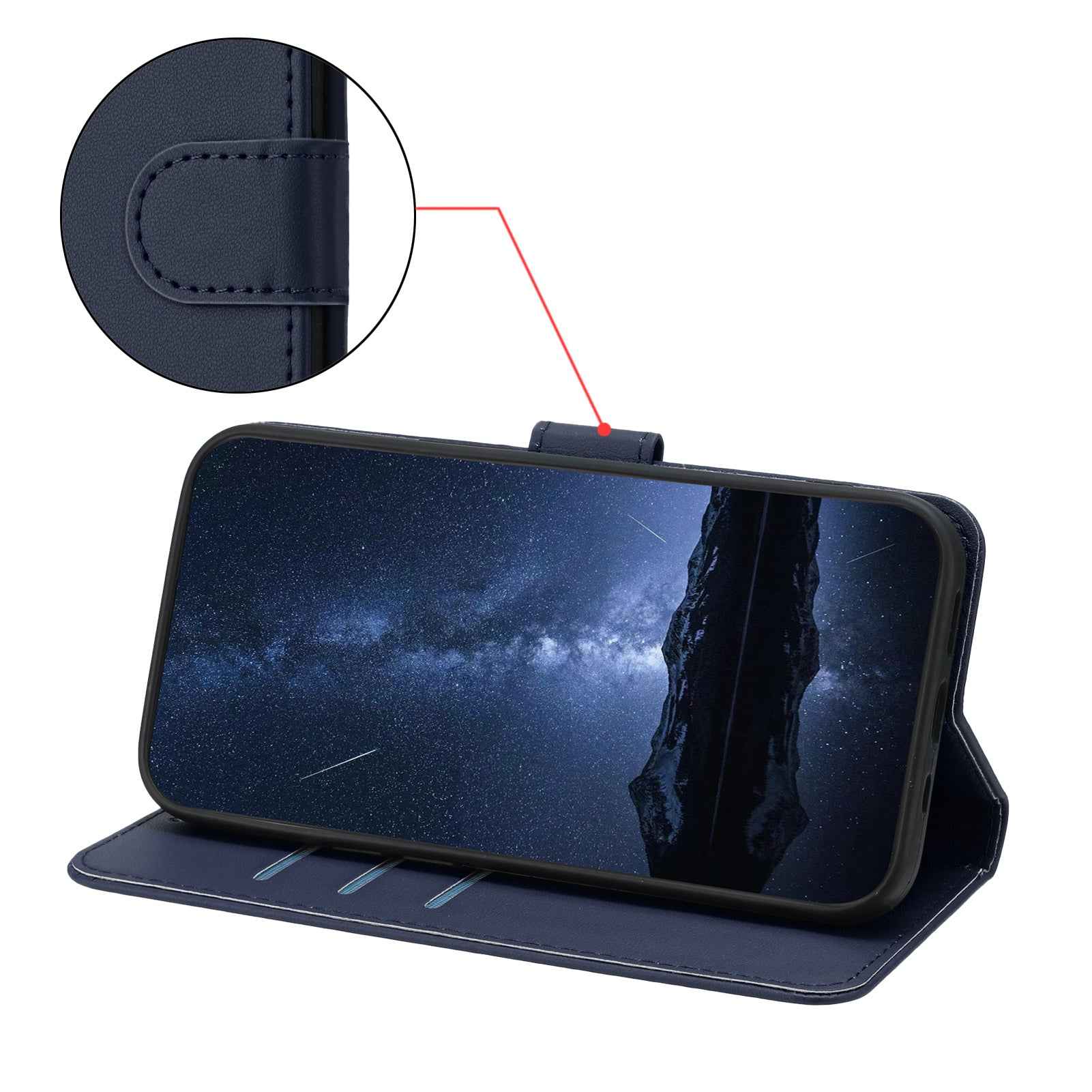 For Xiaomi 17 Pro Leather Case Wallet Stand Solid Color Anti Drop Phone Cover - Blue
