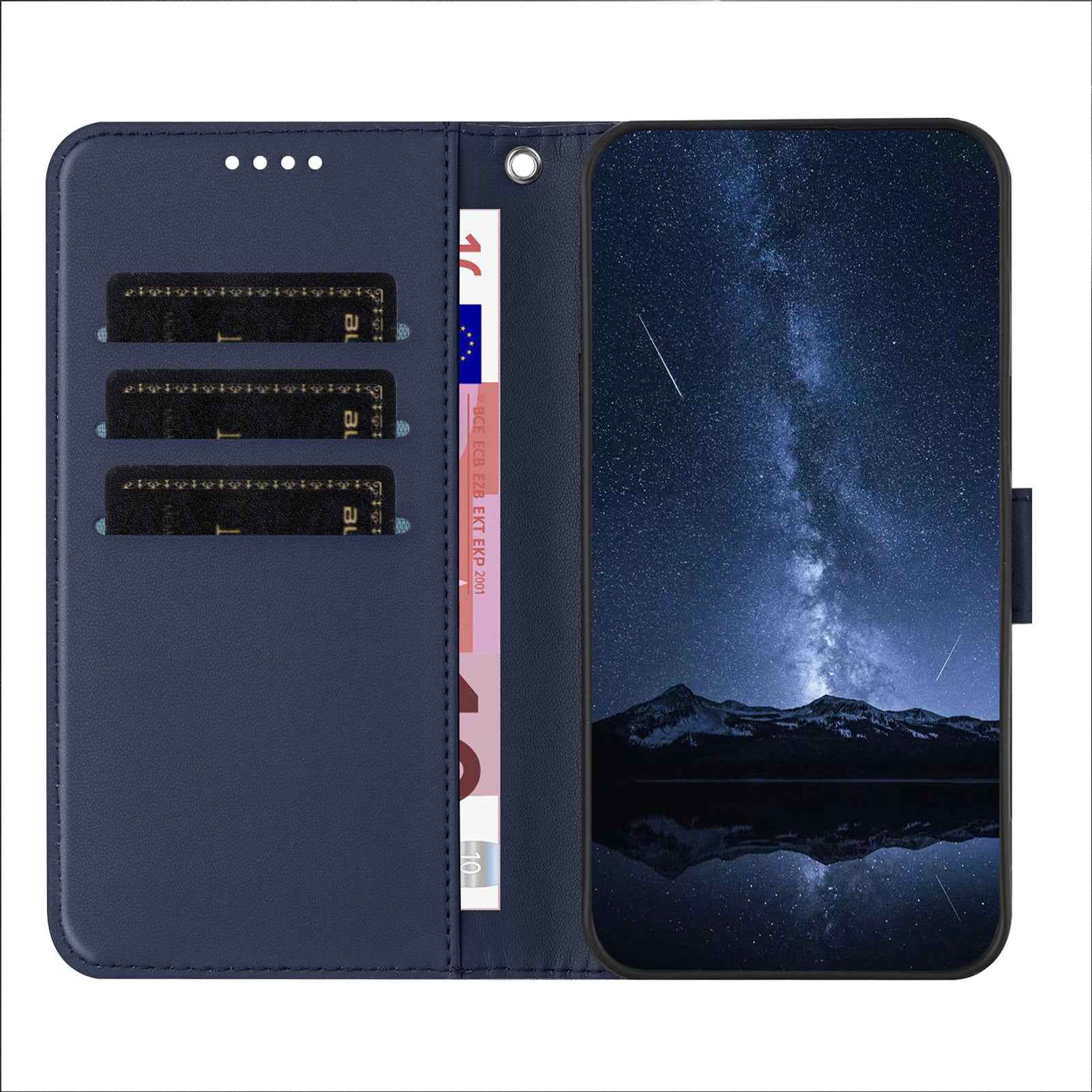 For Xiaomi 17 Pro Leather Case Wallet Stand Solid Color Anti Drop Phone Cover - Blue