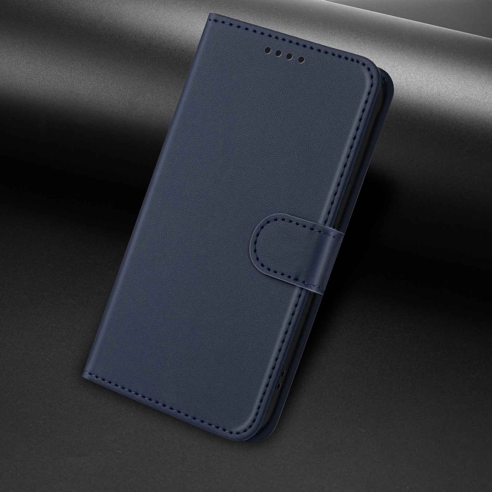 For Xiaomi 17 Pro Leather Case Wallet Stand Solid Color Anti Drop Phone Cover - Blue