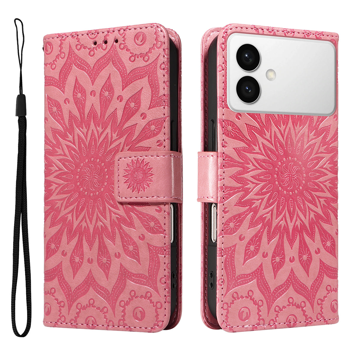 For-Samsung-Galaxy-S26-Edge-Leather-Wallet-Case-Sunflower-Imprinted-Phone-Cover-Pink