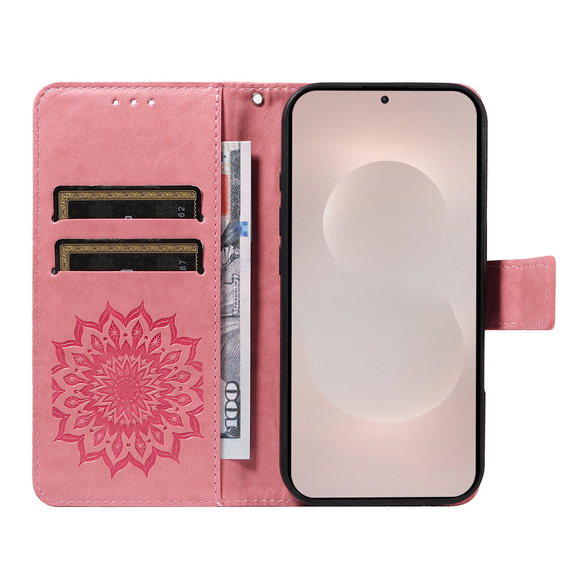 For-Samsung-Galaxy-S26-Edge-Leather-Wallet-Case-Sunflower-Imprinted-Phone-Cover-Pink