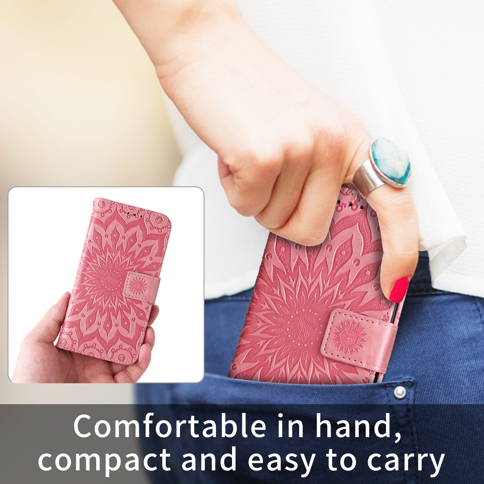 For-Samsung-Galaxy-S26-Edge-Leather-Wallet-Case-Sunflower-Imprinted-Phone-Cover-Pink