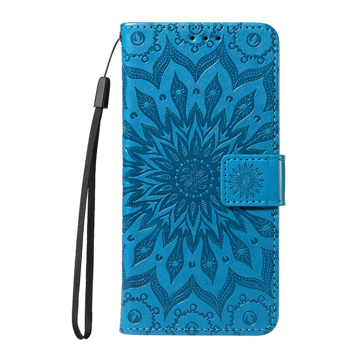 For-Samsung-Galaxy-S26-Edge-Leather-Wallet-Case-Sunflower-Imprinted-Phone-Cover-Blue