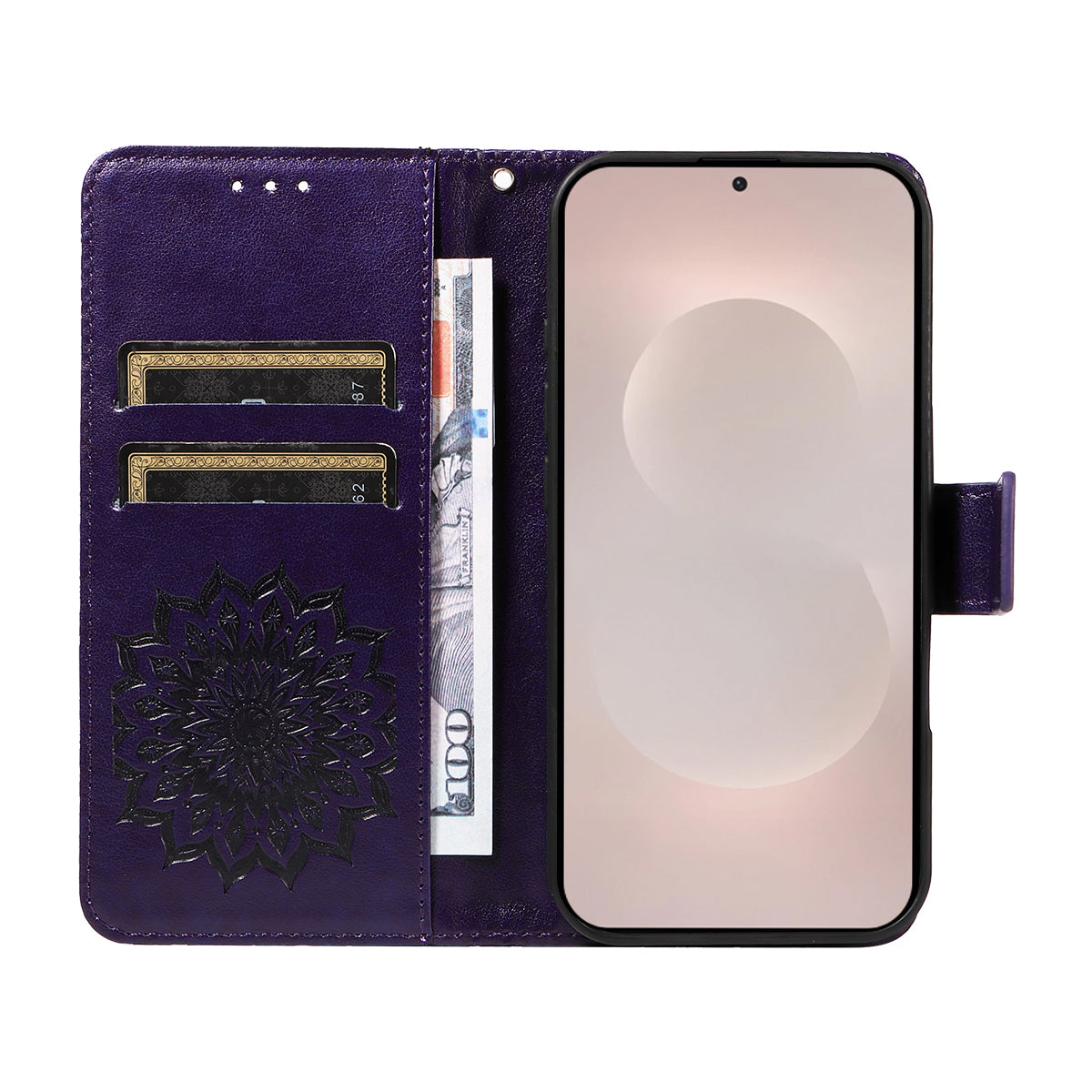 For-Samsung-Galaxy-S26-Edge-Leather-Wallet-Case-Sunflower-Imprinted-Phone-Cover-Purple