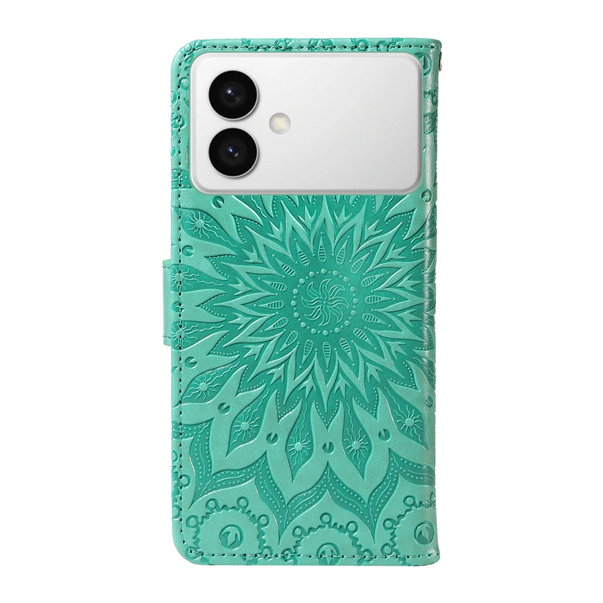 For-Samsung-Galaxy-S26-Edge-Leather-Wallet-Case-Sunflower-Imprinted-Phone-Cover-Green