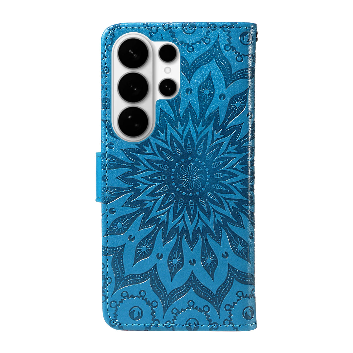 For-Samsung-Galaxy-S26-Ultra-Leather-Wallet-Case-Sunflower-Imprinted-Phone-Cover-Blue