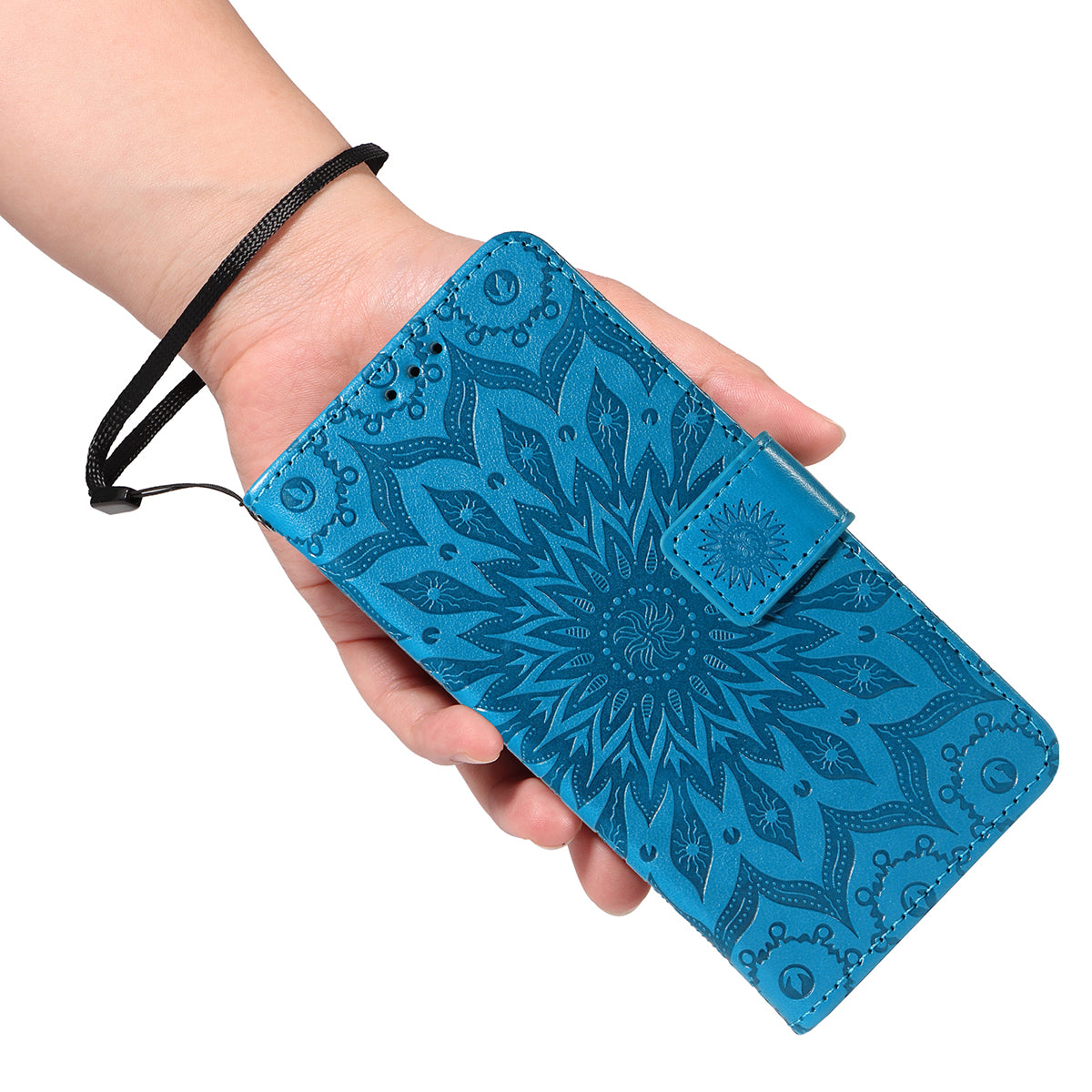 For-Samsung-Galaxy-S26-Ultra-Leather-Wallet-Case-Sunflower-Imprinted-Phone-Cover-Blue