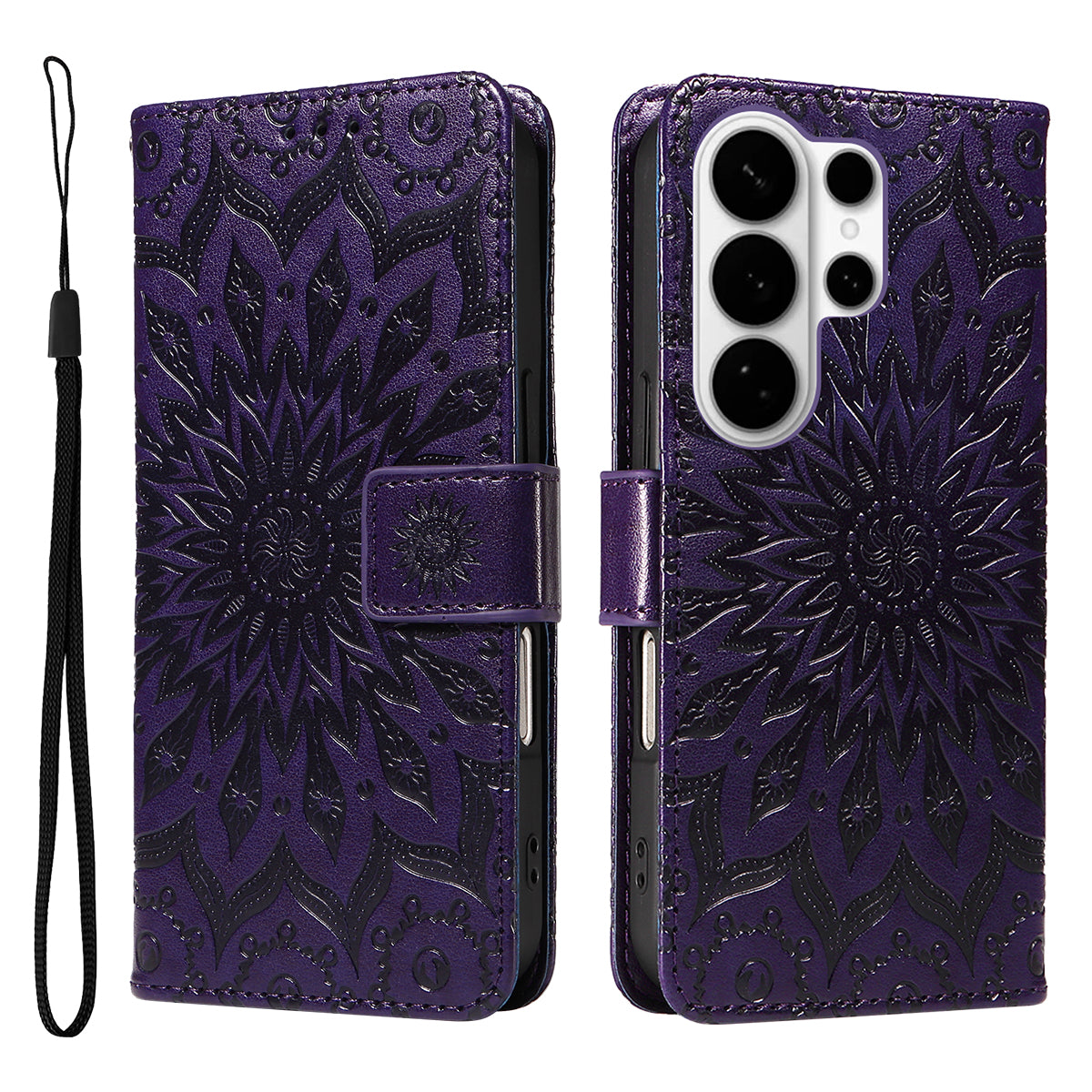 For-Samsung-Galaxy-S26-Ultra-Leather-Wallet-Case-Sunflower-Imprinted-Phone-Cover-Purple