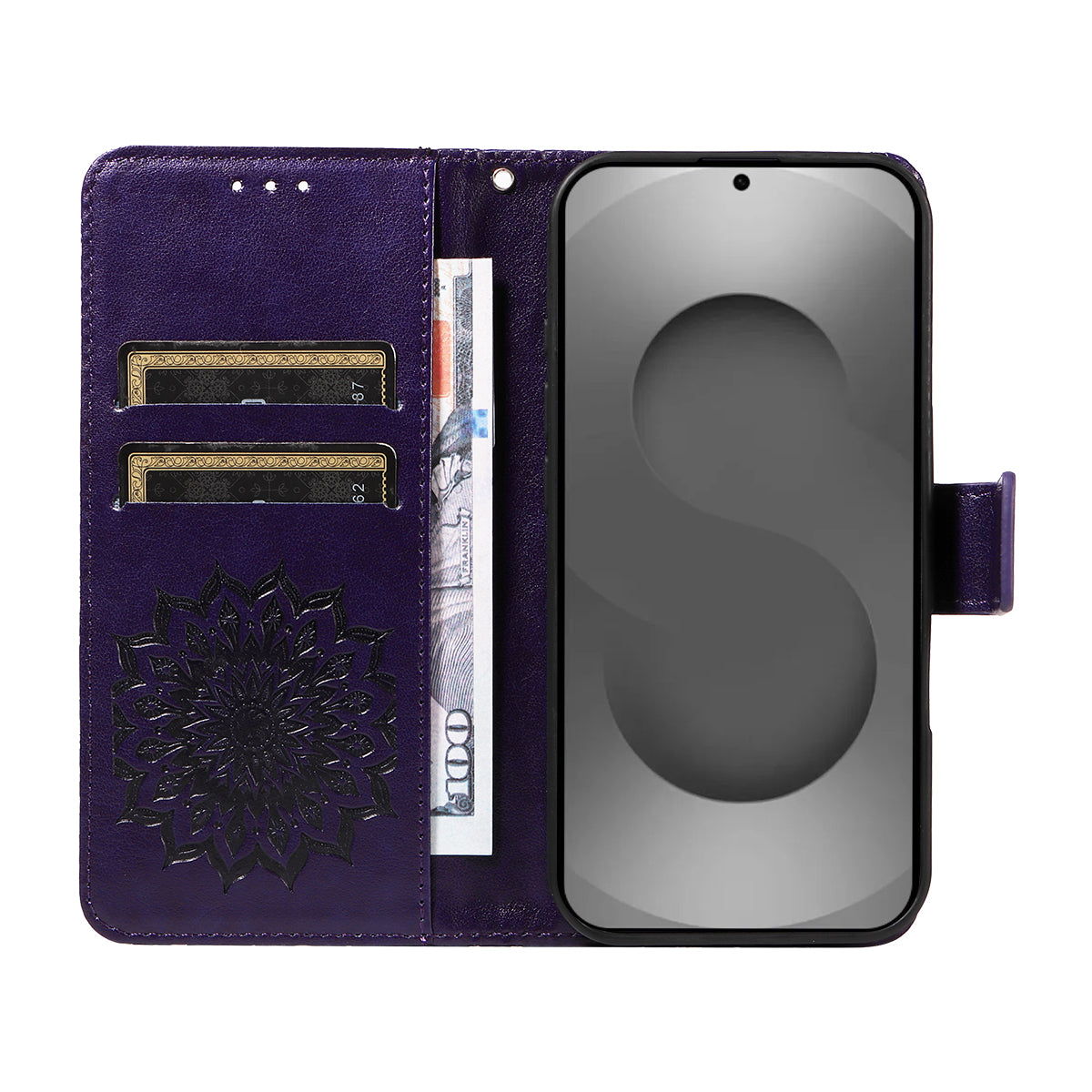 For-Samsung-Galaxy-S26-Ultra-Leather-Wallet-Case-Sunflower-Imprinted-Phone-Cover-Purple