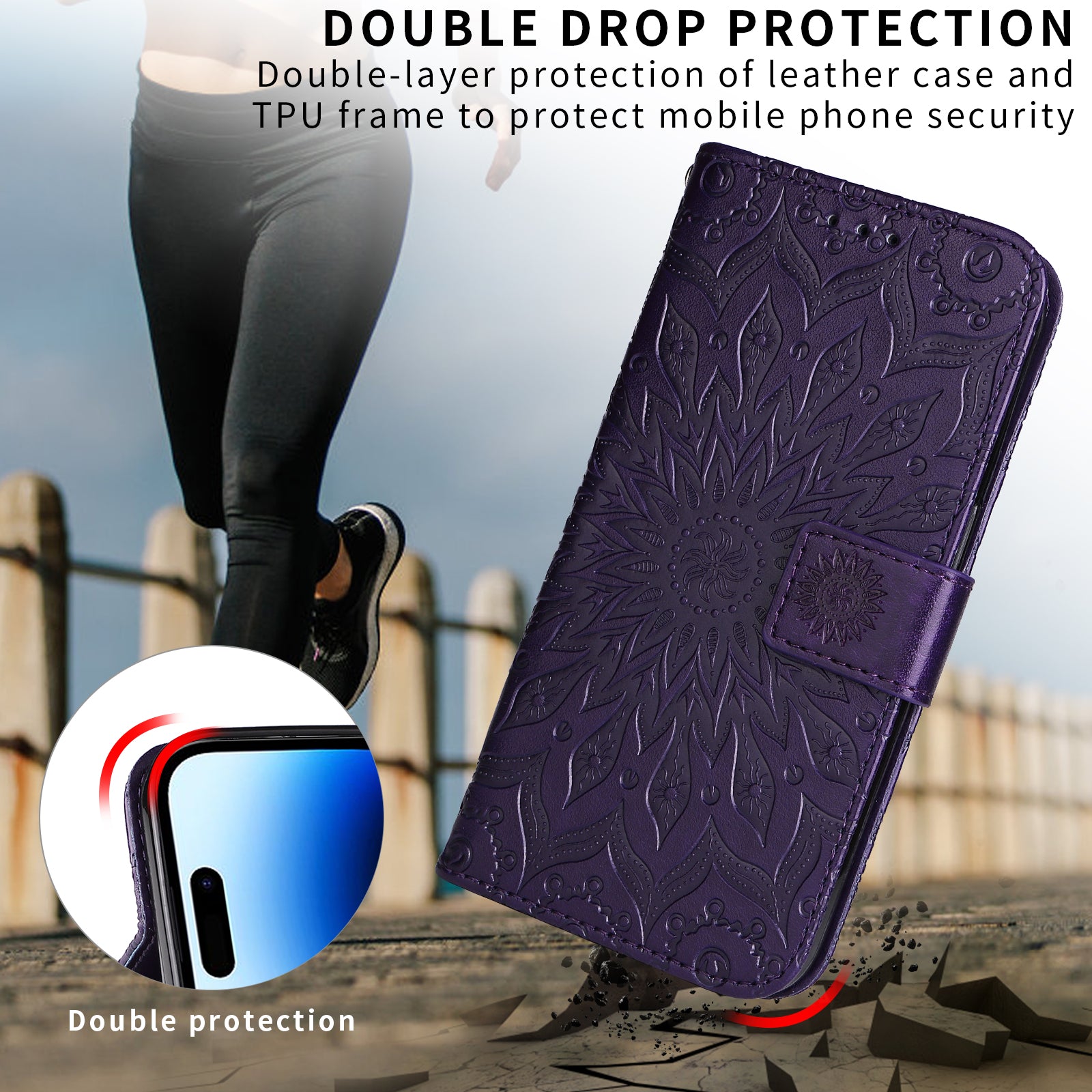 For-Samsung-Galaxy-S26-Ultra-Leather-Wallet-Case-Sunflower-Imprinted-Phone-Cover-Purple