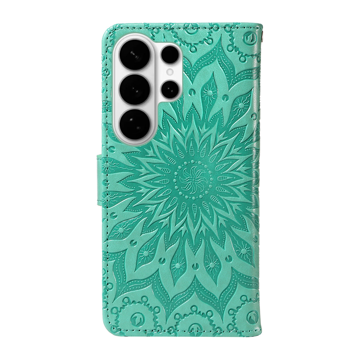For-Samsung-Galaxy-S26-Ultra-Leather-Wallet-Case-Sunflower-Imprinted-Phone-Cover-Green