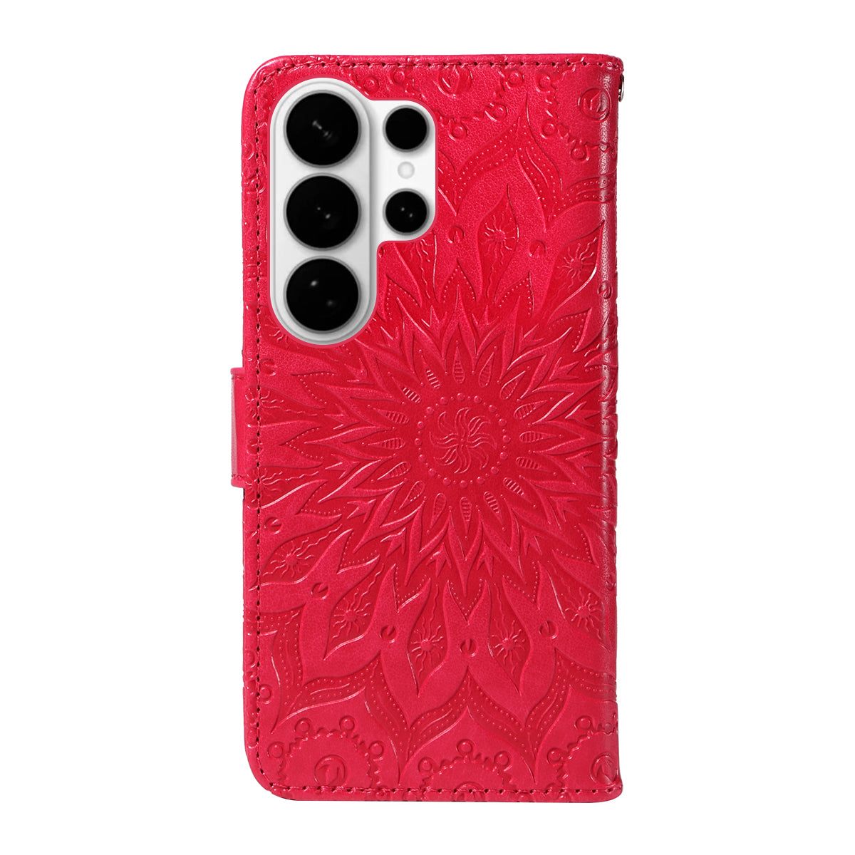 For-Samsung-Galaxy-S26-Ultra-Leather-Wallet-Case-Sunflower-Imprinted-Phone-Cover-Red