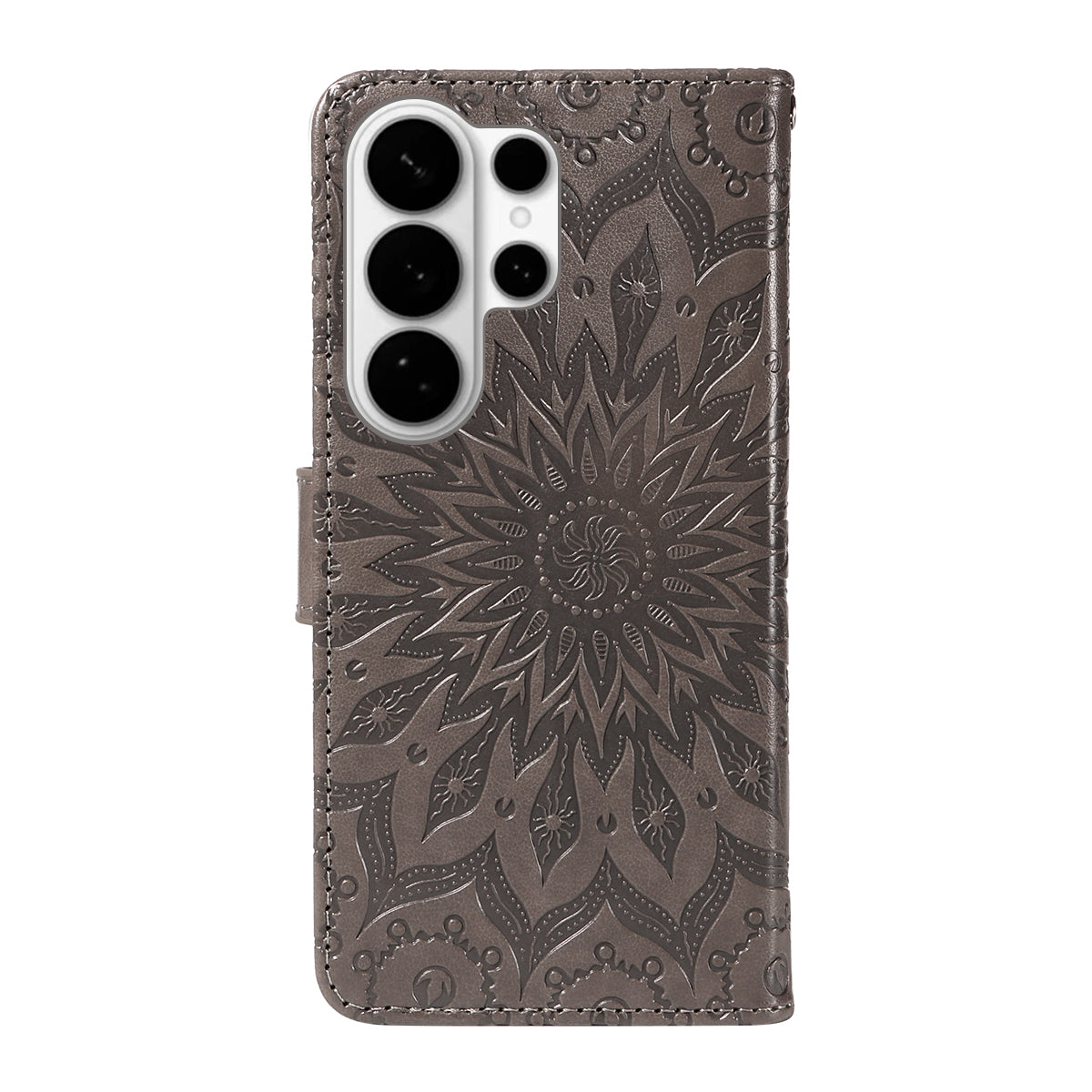 For-Samsung-Galaxy-S26-Ultra-Leather-Wallet-Case-Sunflower-Imprinted-Phone-Cover-Grey