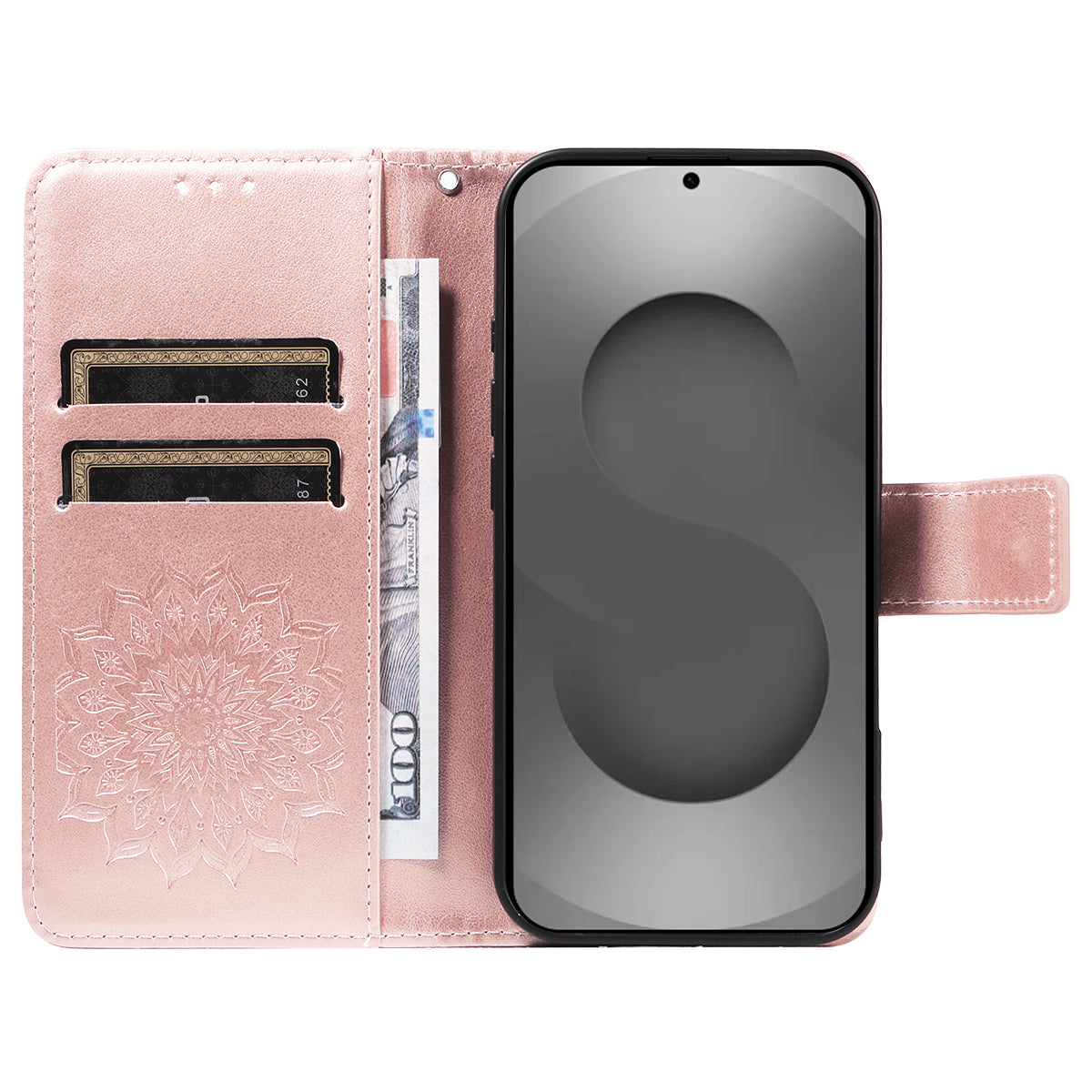For-Samsung-Galaxy-S26-Ultra-Leather-Wallet-Case-Sunflower-Imprinted-Phone-Cover-Rose-Gold