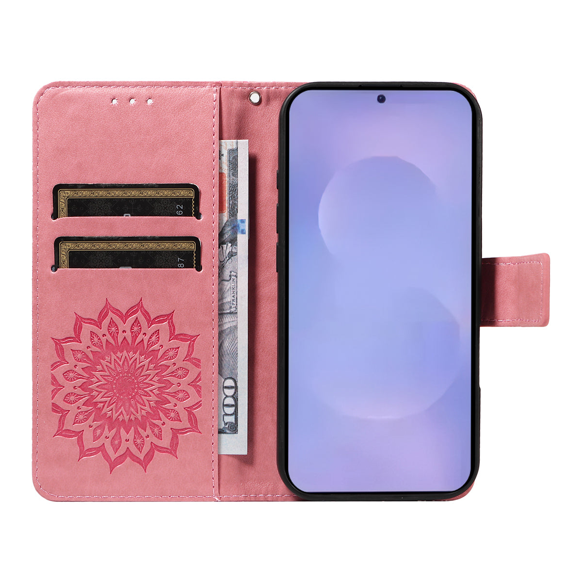 For-Samsung-Galaxy-S26-/-S26-Pro-Leather-Wallet-Case-Sunflower-Imprinted-Phone-Cover-Pink