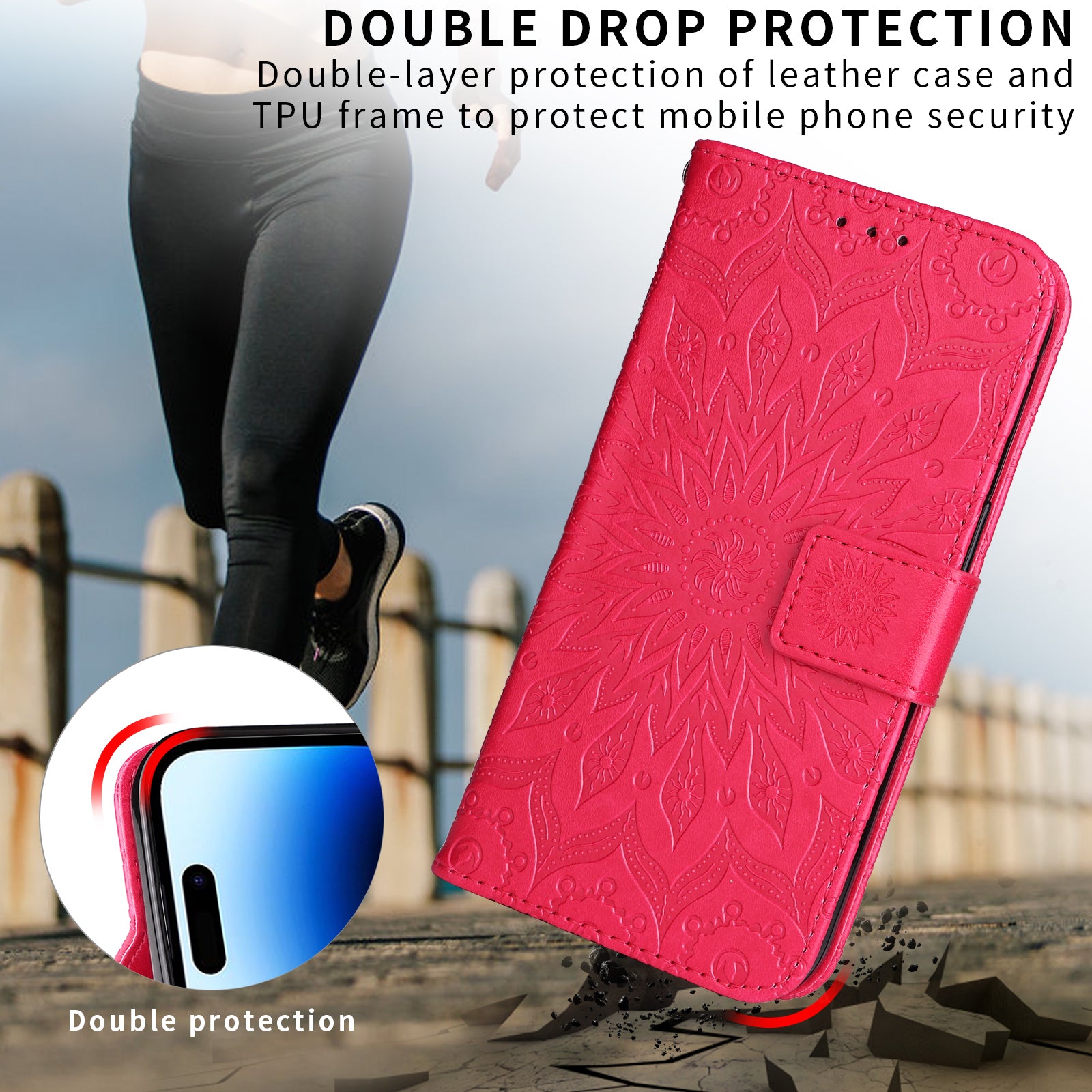 For-Samsung-Galaxy-S26-/-S26-Pro-Leather-Wallet-Case-Sunflower-Imprinted-Phone-Cover-Red