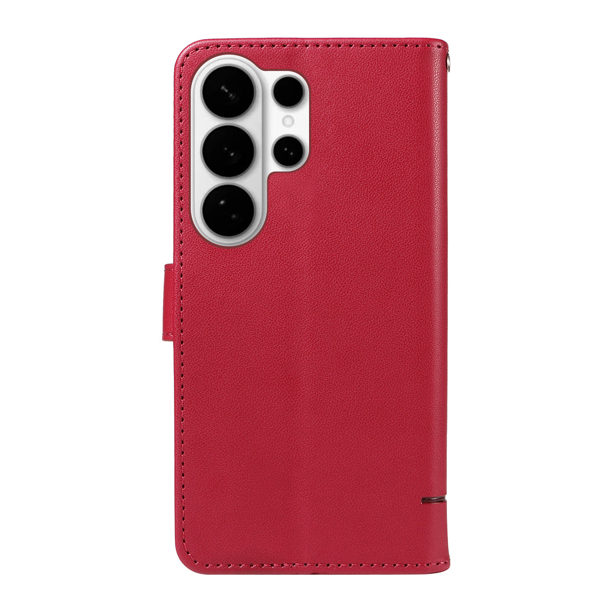 For-Samsung-Galaxy-S26-Ultra-Case-Cat-Pattern-Imprint-Leather-Phone-Cover-with-Wrist-Strap-Red