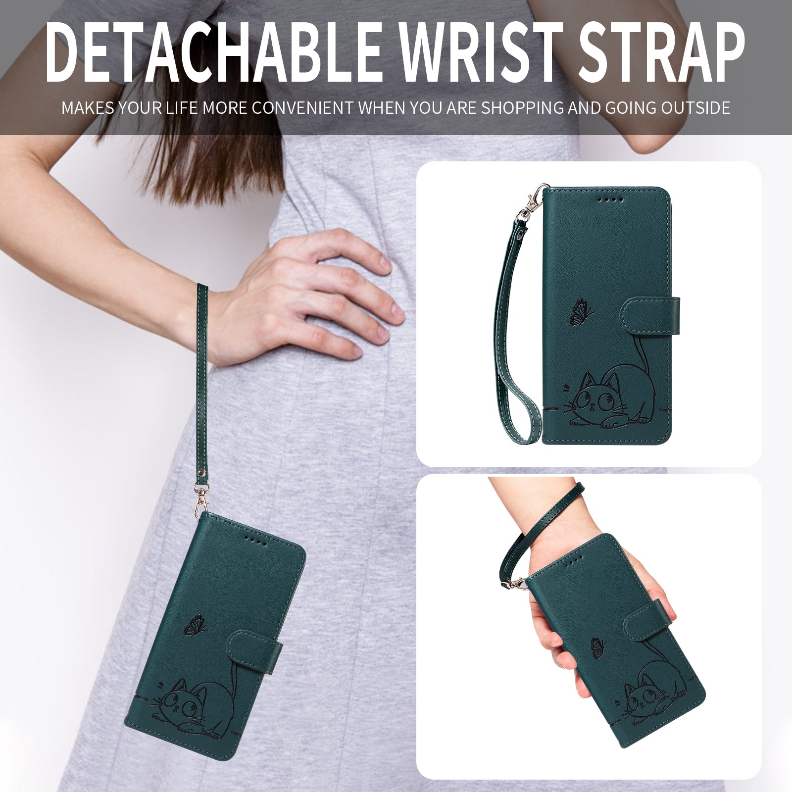 For-Samsung-Galaxy-S26-Ultra-Case-Cat-Pattern-Imprint-Leather-Phone-Cover-with-Wrist-Strap-Blue