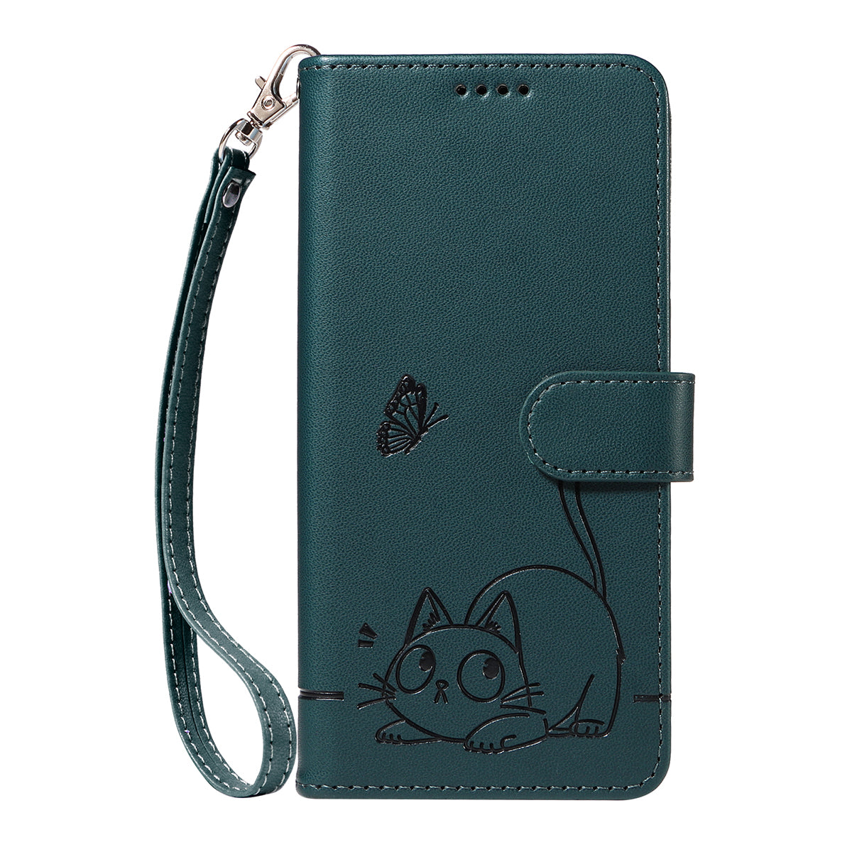 For-Samsung-Galaxy-S26-Ultra-Case-Cat-Pattern-Imprint-Leather-Phone-Cover-with-Wrist-Strap-Blue