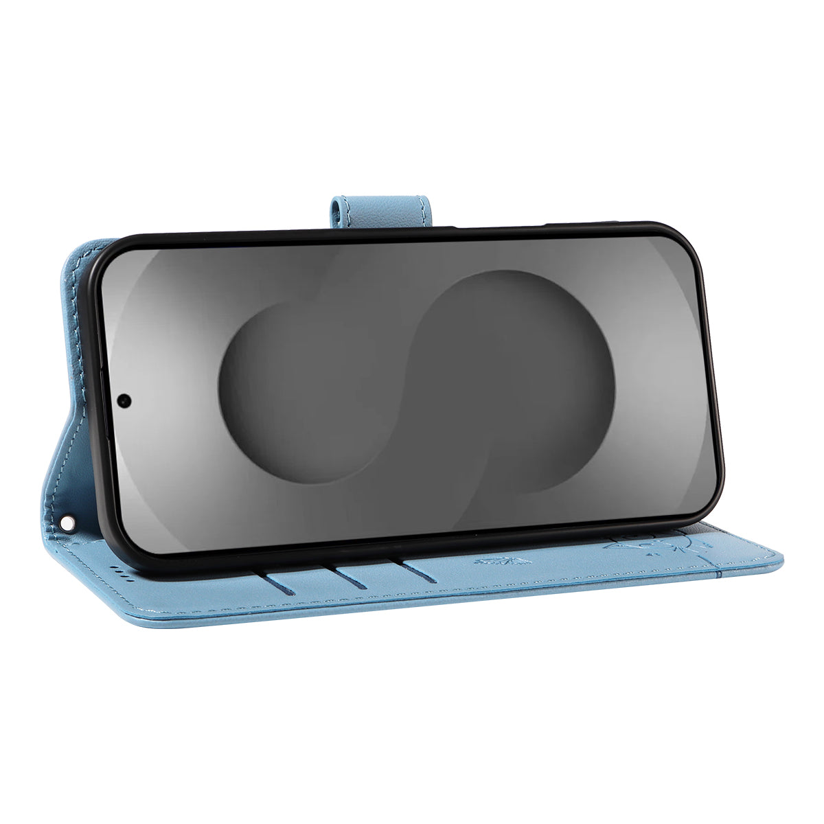 For-Samsung-Galaxy-S26-Ultra-Case-Cat-Pattern-Imprint-Leather-Phone-Cover-with-Wrist-Strap-Sky-Blue