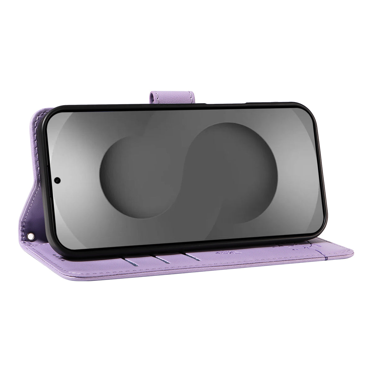 For-Samsung-Galaxy-S26-Ultra-Case-Cat-Pattern-Imprint-Leather-Phone-Cover-with-Wrist-Strap-Purple