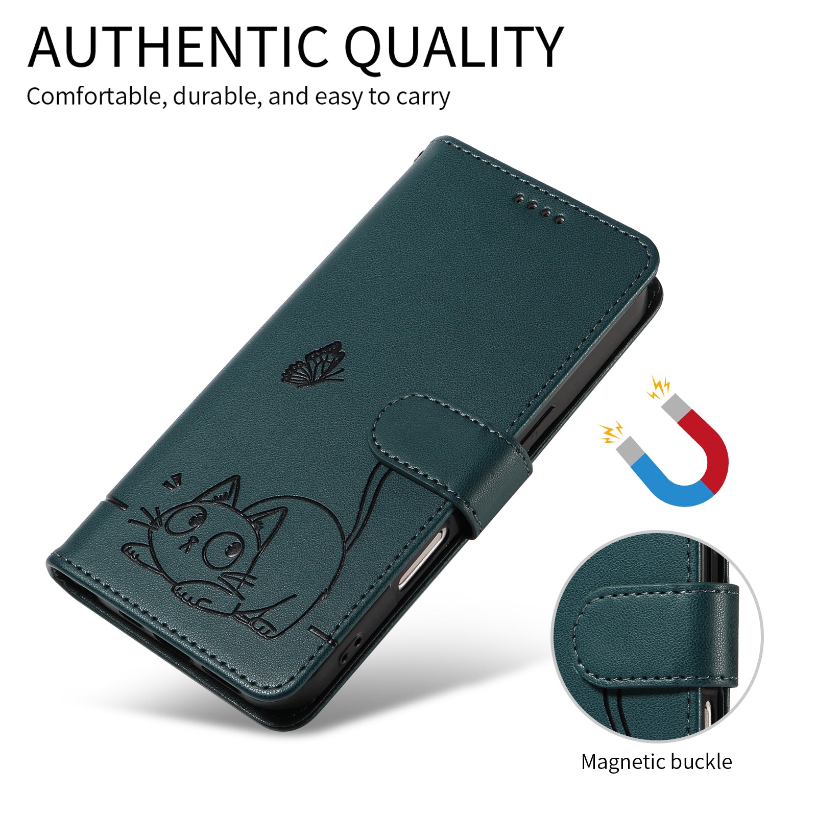 For-Samsung-Galaxy-S26-Edge-Case-Cat-Pattern-Imprint-Leather-Phone-Cover-with-Wrist-Strap-Blue