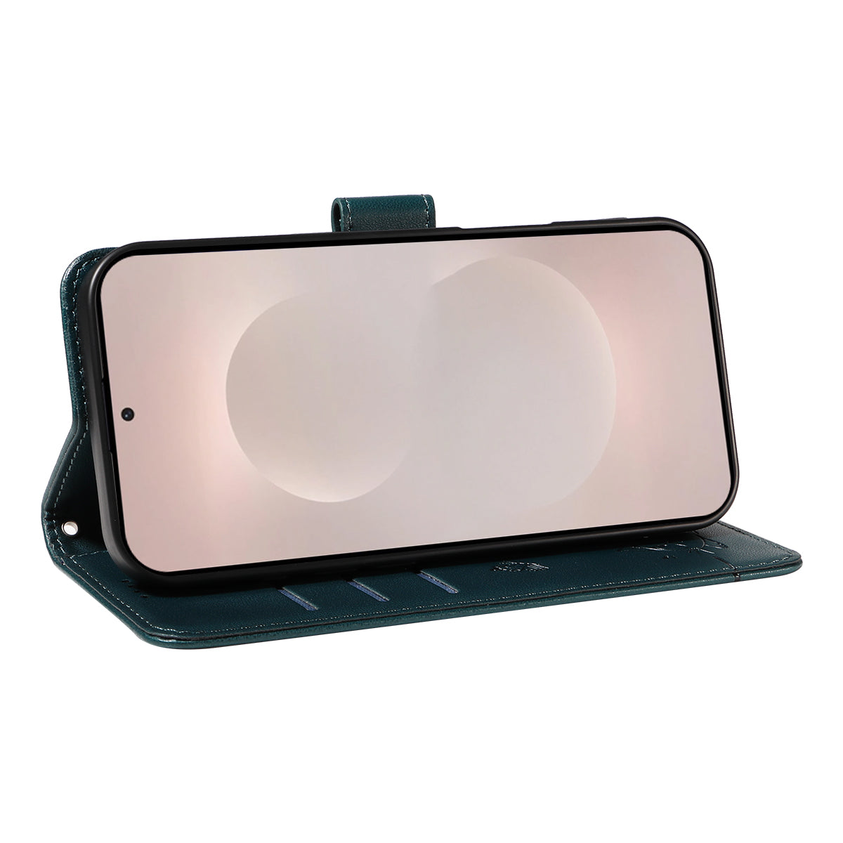 For-Samsung-Galaxy-S26-Edge-Case-Cat-Pattern-Imprint-Leather-Phone-Cover-with-Wrist-Strap-Blue