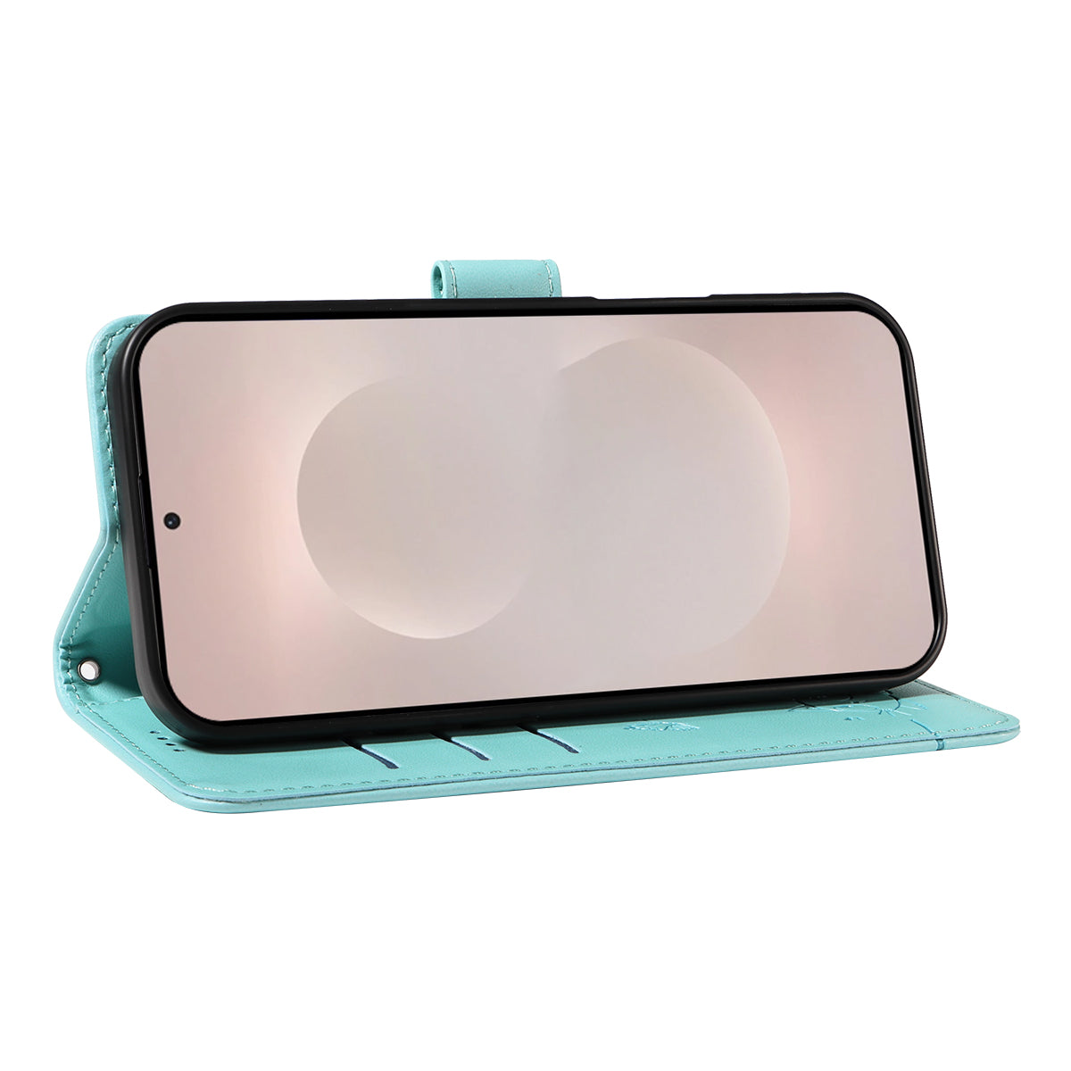 For-Samsung-Galaxy-S26-Edge-Case-Cat-Pattern-Imprint-Leather-Phone-Cover-with-Wrist-Strap-Green