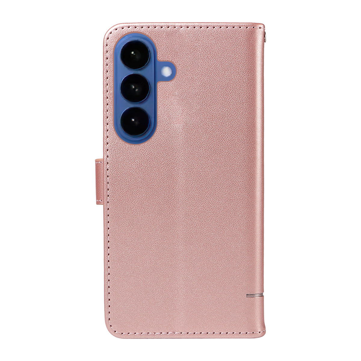 For-Samsung-Galaxy-S26-/-S26-Pro-Case-Cat-Pattern-Imprint-Leather-Phone-Cover-with-Wrist-Strap-Rose-Gold