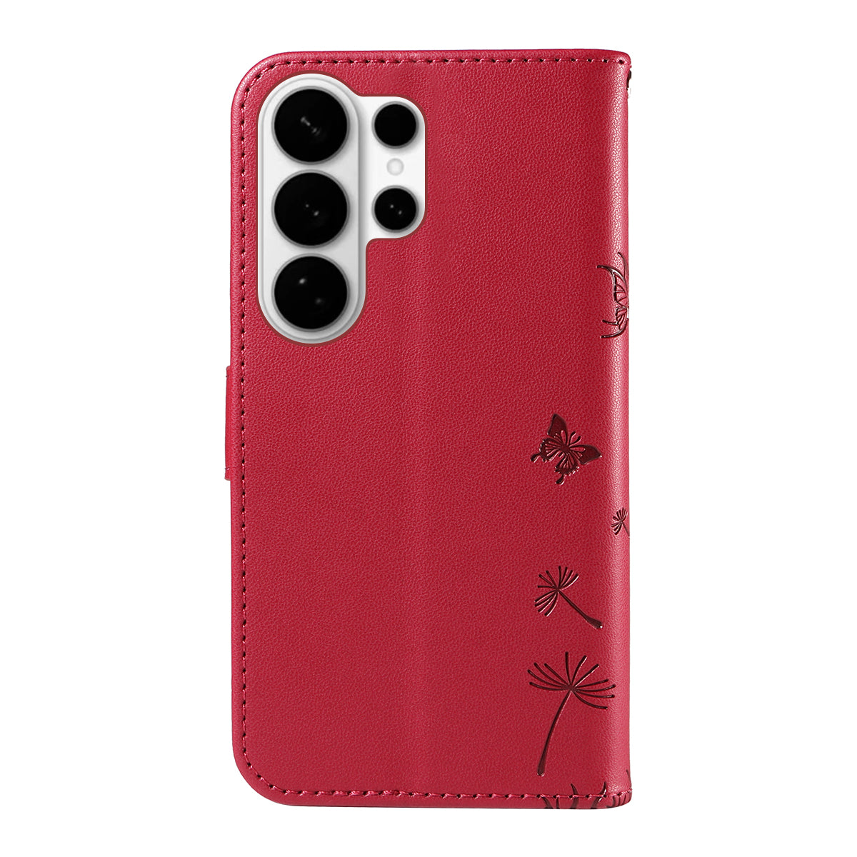 For-Samsung-Galaxy-S26-Ultra-Leather-Wallet-Case-with-Strap-Dandelion-Imprint-Phone-Stand-Cover-Red