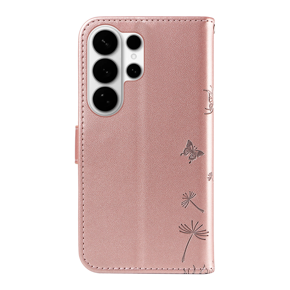 For-Samsung-Galaxy-S26-Ultra-Leather-Wallet-Case-with-Strap-Dandelion-Imprint-Phone-Stand-Cover-Rose-Gold