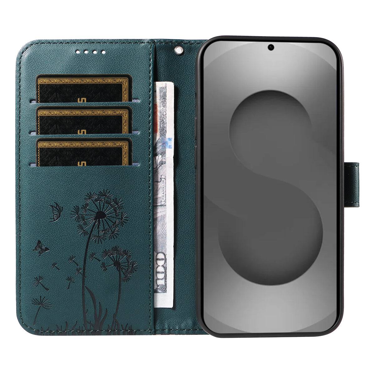 For-Samsung-Galaxy-S26-Ultra-Leather-Wallet-Case-with-Strap-Dandelion-Imprint-Phone-Stand-Cover-Blue