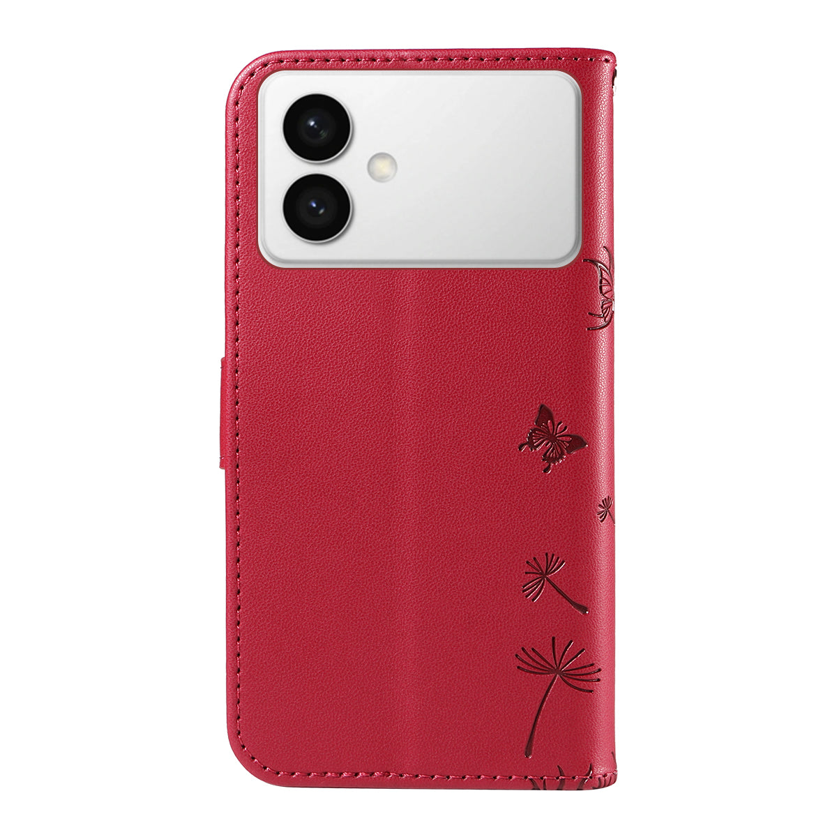 For-Samsung-Galaxy-S26-Edge-Leather-Wallet-Case-with-Strap-Dandelion-Imprint-Phone-Stand-Cover-Red