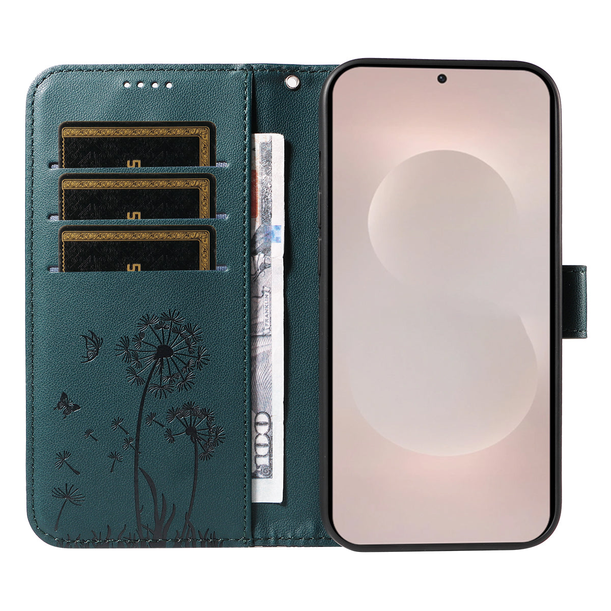 For-Samsung-Galaxy-S26-Edge-Leather-Wallet-Case-with-Strap-Dandelion-Imprint-Phone-Stand-Cover-Blue