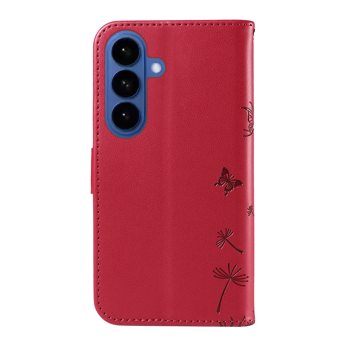 For-Samsung-Galaxy-S26-/-S26-Pro-Leather-Wallet-Case-with-Strap-Dandelion-Imprint-Phone-Stand-Cover-Red