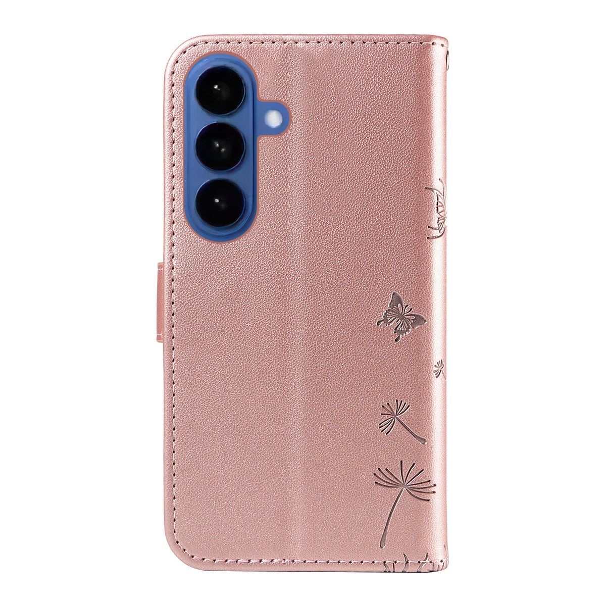 For-Samsung-Galaxy-S26-/-S26-Pro-Leather-Wallet-Case-with-Strap-Dandelion-Imprint-Phone-Stand-Cover-Rose-Gold